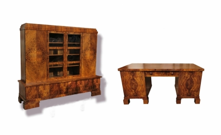 Komplet gabinetowy ART DECO z 1930 roku, orzech kaukaski 